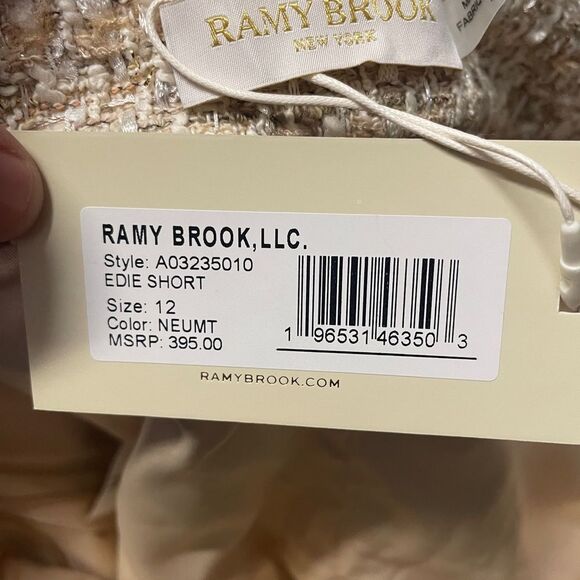 NWT RAMY BROOK Edie Tweed Linen Blend Shorts Sz. 12 - Picture 6 of 6